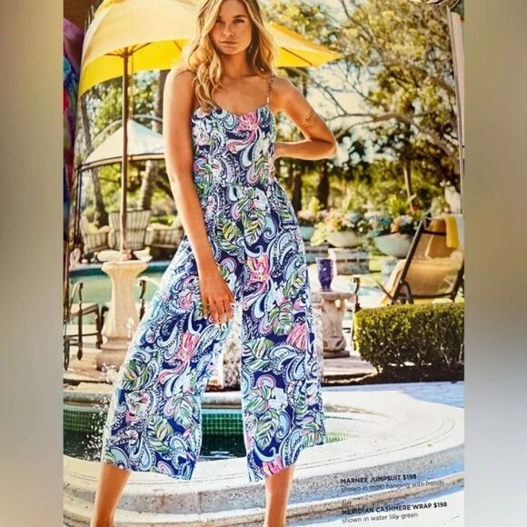 EUC Lilly Pulitzer Marnee Jumpsuit in Hanging with Fronds Size 4 - Picture 2 of 8